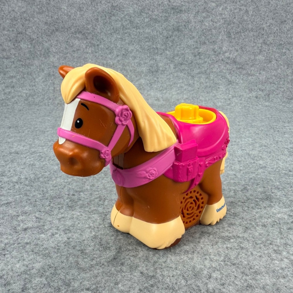 Fisher-Price Little People Disney Princess Brown Horse Sound Toy Pink Saddle - Picture 4 of 13